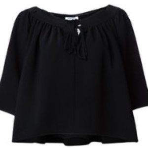 ELIZABETH & JAMES Black Crepe Off-Shoulder Top S 4 6 $300